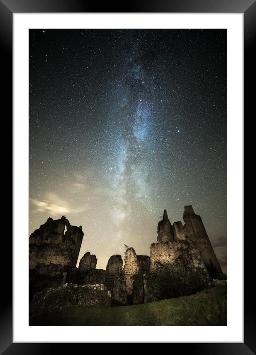 St . Germain Castle and the Milky Way Framed Mounted Print by Pete Collins