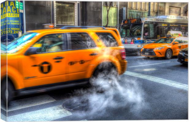 New York Taxis  Canvas Print by David Pyatt