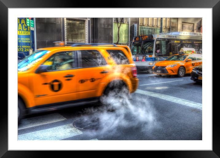 New York Taxis  Framed Mounted Print by David Pyatt
