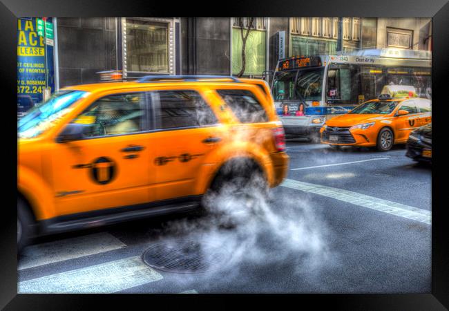 New York Taxis  Framed Print by David Pyatt