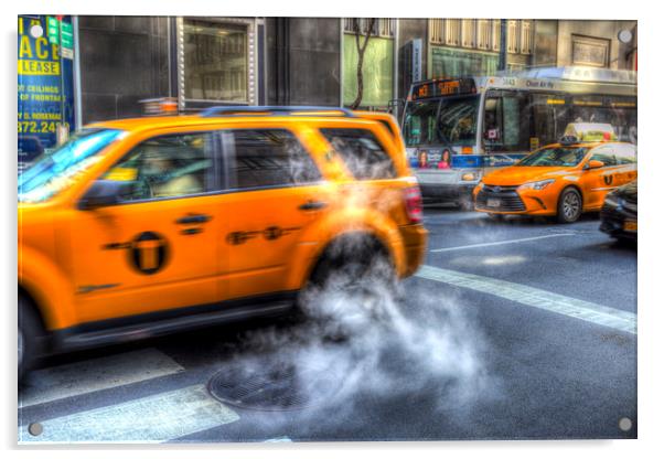 New York Taxis  Acrylic by David Pyatt