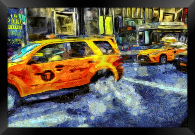 New York Taxis Art Framed Print by David Pyatt