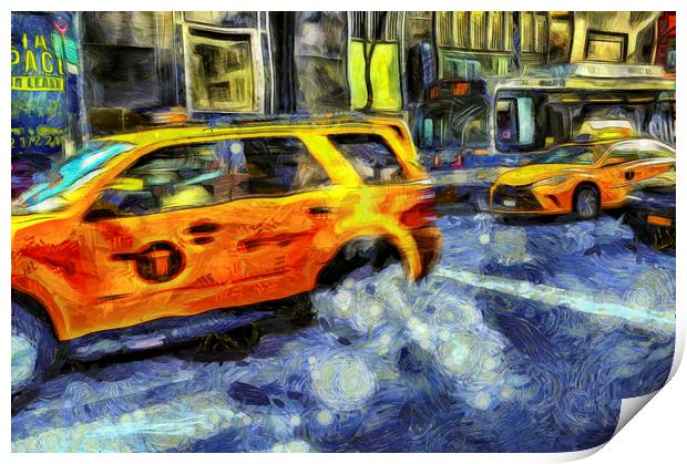 New York Taxis Art Print by David Pyatt