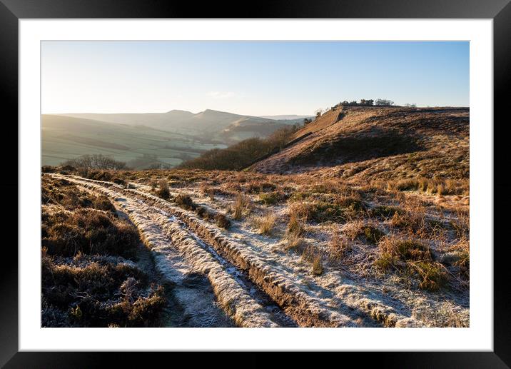 Frosty morning in the hills of the Peak DIstrict Framed Mounted Print by Andrew Kearton
