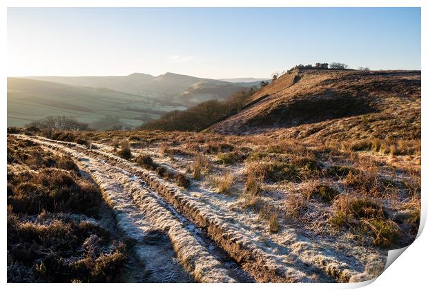 Frosty morning in the hills of the Peak DIstrict Print by Andrew Kearton