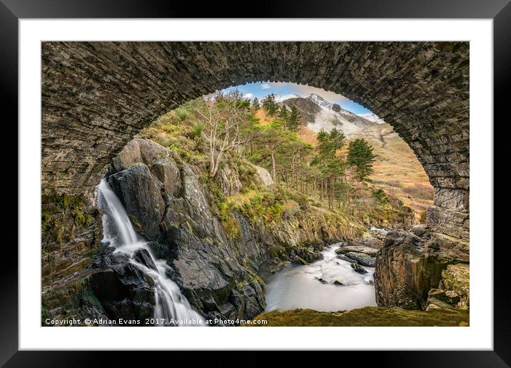 Pont Pen y Benglog Bridge Snowdonia Framed Mounted Print by Adrian Evans