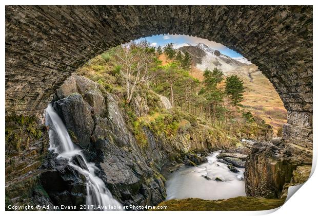 Pont Pen y Benglog Bridge Snowdonia Print by Adrian Evans