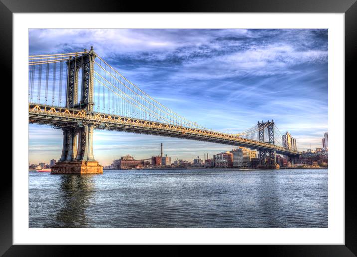 Manhattan Bridge New York Framed Mounted Print by David Pyatt