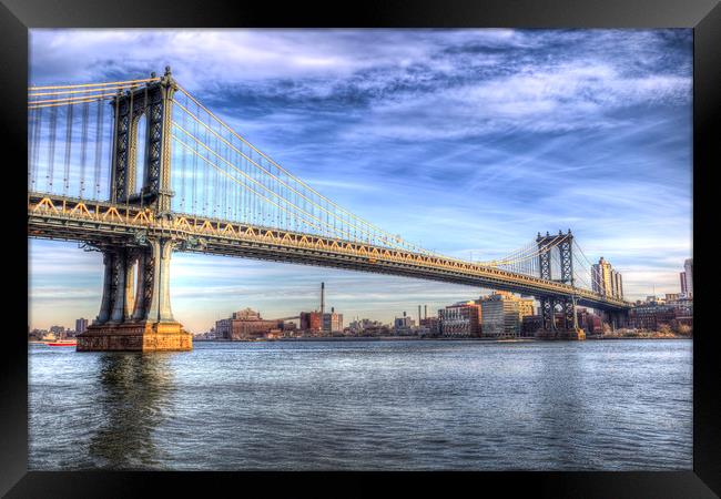 Manhattan Bridge New York Framed Print by David Pyatt