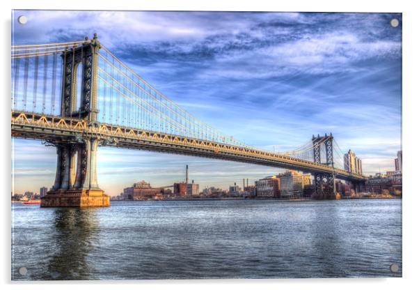 Manhattan Bridge New York Acrylic by David Pyatt