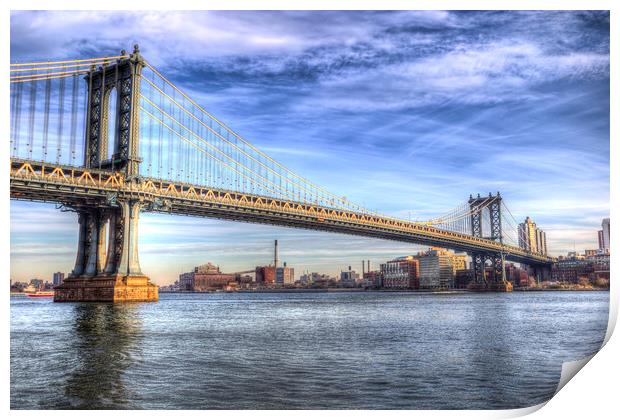 Manhattan Bridge New York Print by David Pyatt