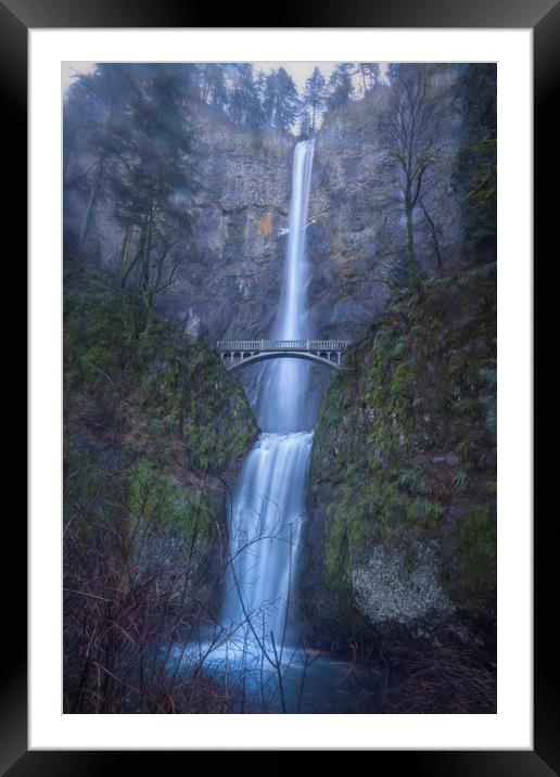 Multnomah Falls, painterly Framed Mounted Print by Belinda Greb