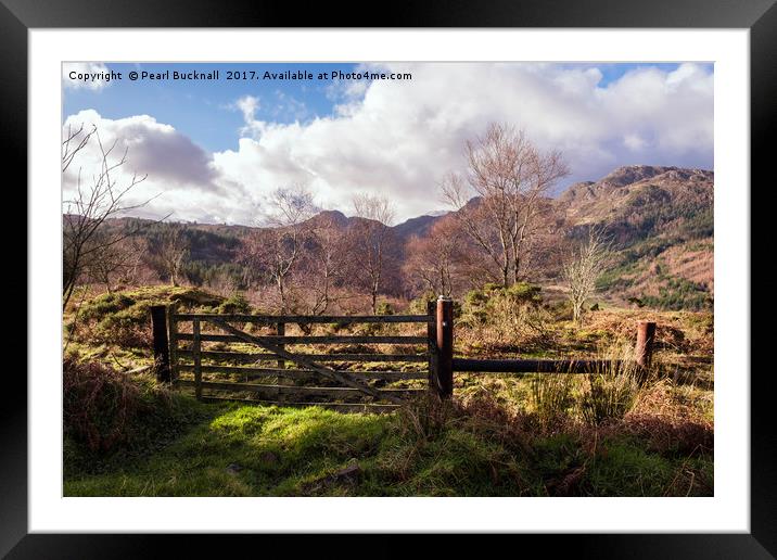 Farm Gate in Snowdonia Hills Framed Mounted Print by Pearl Bucknall