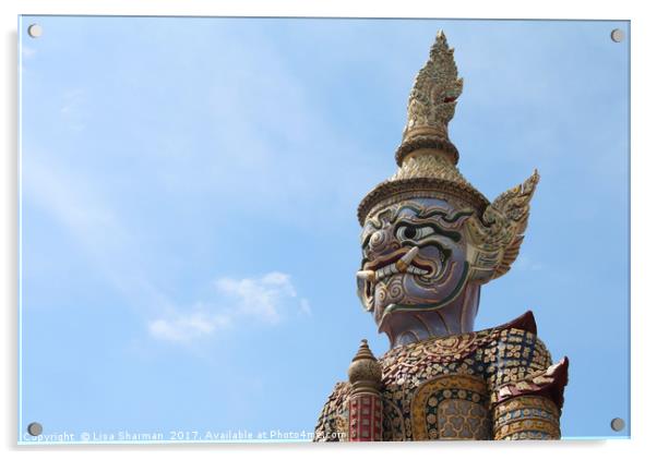 Statue of demon guardian, Wat Phra Kaeo Complex (G Acrylic by  