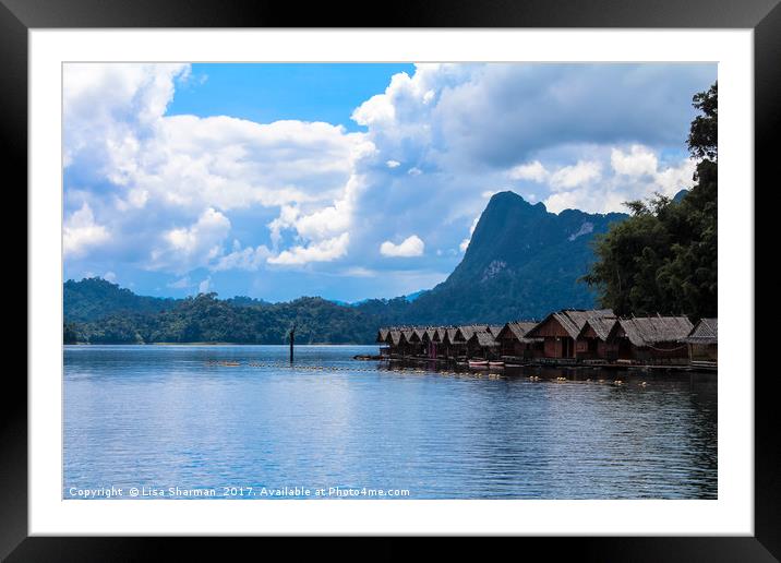 Beautiful lake landscape with jungle covered mount Framed Mounted Print by  