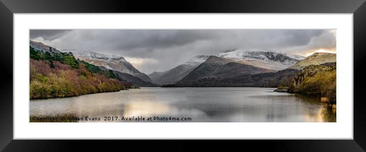 Winter at Padarn Lake Snowdonia Framed Mounted Print by Adrian Evans