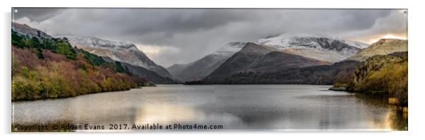 Winter at Padarn Lake Snowdonia Acrylic by Adrian Evans