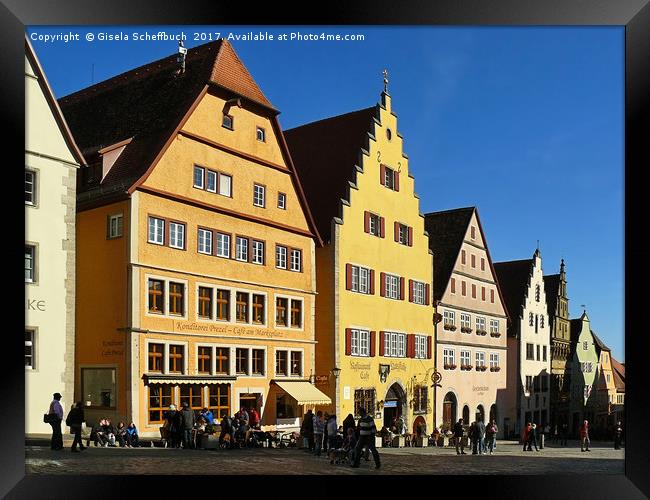 The Market Square of Rothenburg ob der Tauber Framed Print by Gisela Scheffbuch