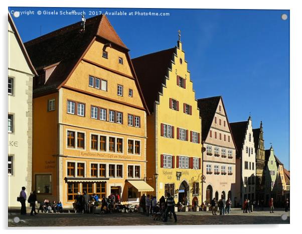 The Market Square of Rothenburg ob der Tauber Acrylic by Gisela Scheffbuch