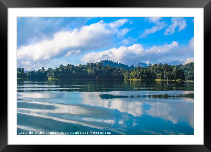 Beautiful lake landscape with jungle covered mount Framed Mounted Print by  
