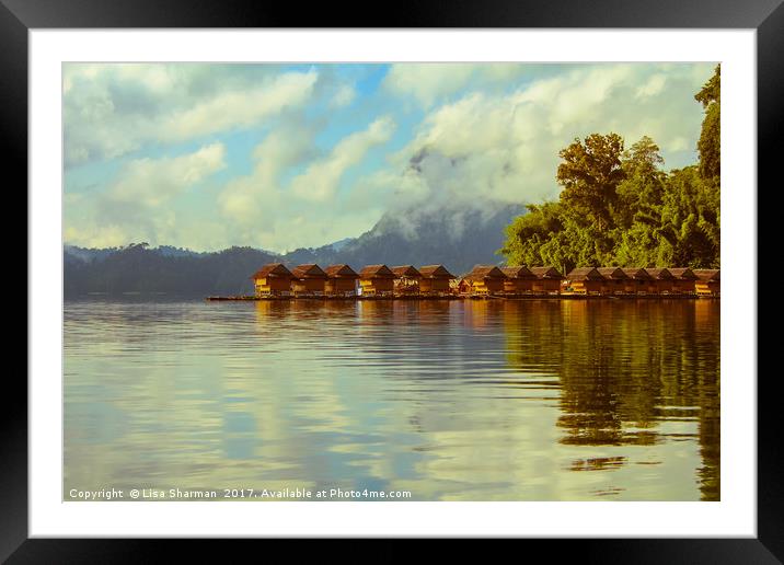 Floating village set on a lake in Khao Sok, Thaila Framed Mounted Print by  