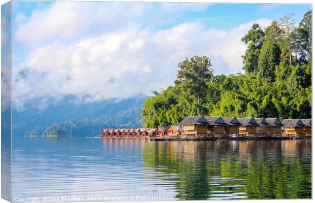 Floating village set on a lake in Khao Sok, Thaila Canvas Print by  