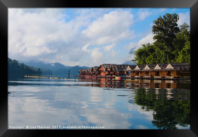 Floating village set on a lake in Khao Sok, Thaila Framed Print by  