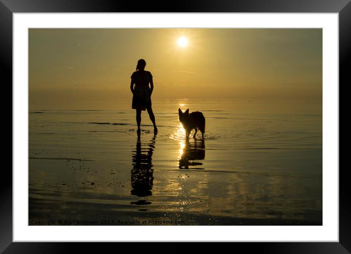 Sunset Beach Walk Framed Mounted Print by Alan Simpson