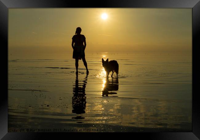 Sunset Beach Walk Framed Print by Alan Simpson