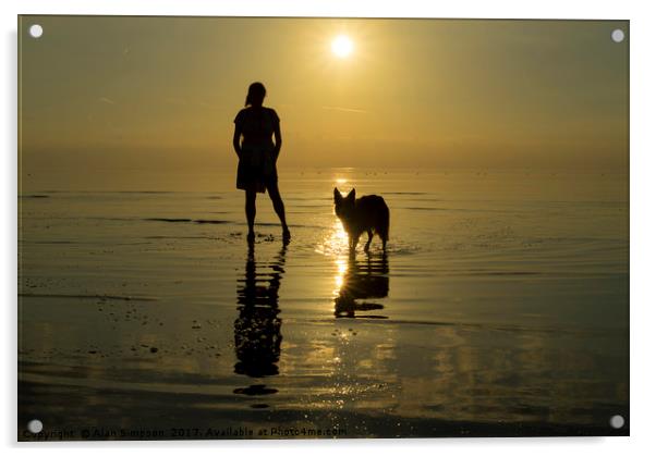 Sunset Beach Walk Acrylic by Alan Simpson