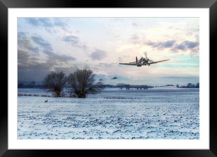 Snow In The Fields Framed Mounted Print by J Biggadike