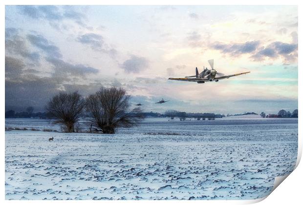 Snow In The Fields Print by J Biggadike