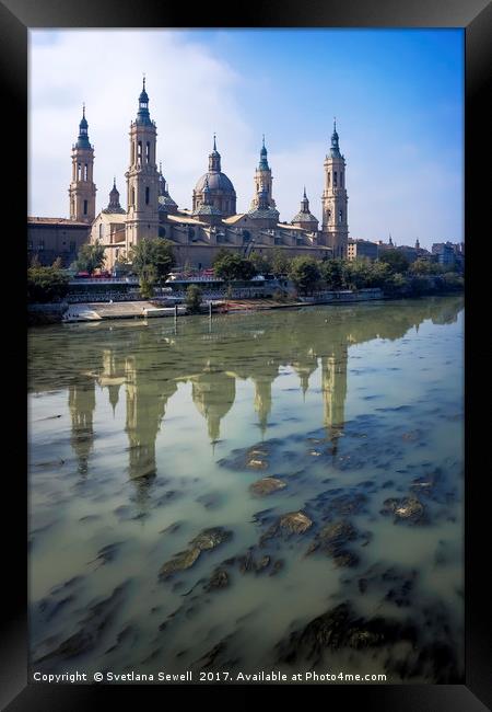 Zaragoza and Ebro River Framed Print by Svetlana Sewell