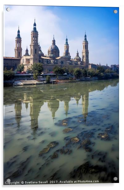 Zaragoza and Ebro River Acrylic by Svetlana Sewell