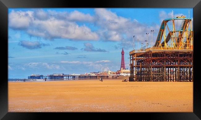 Blackpool Piers  Framed Print by Victor Burnside