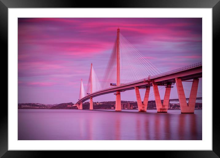 Queensferry Crossing Sunset Framed Mounted Print by overhoist 