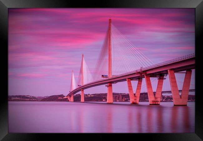 Queensferry Crossing Sunset Framed Print by overhoist 