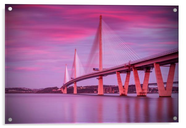 Queensferry Crossing Sunset Acrylic by overhoist 
