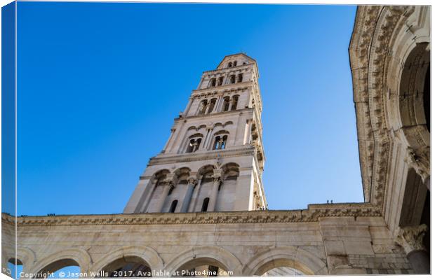 Looking up at the bell tower of St Domnius cathedr Canvas Print by Jason Wells