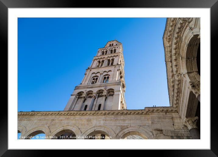 Looking up at the bell tower of St Domnius cathedr Framed Mounted Print by Jason Wells