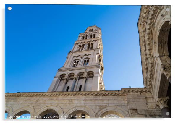 Looking up at the bell tower of St Domnius cathedr Acrylic by Jason Wells