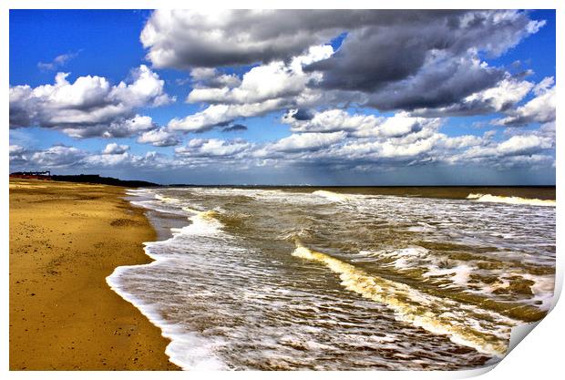 Rain Over Southwold. Dunwich Beach. Print by Darren Burroughs