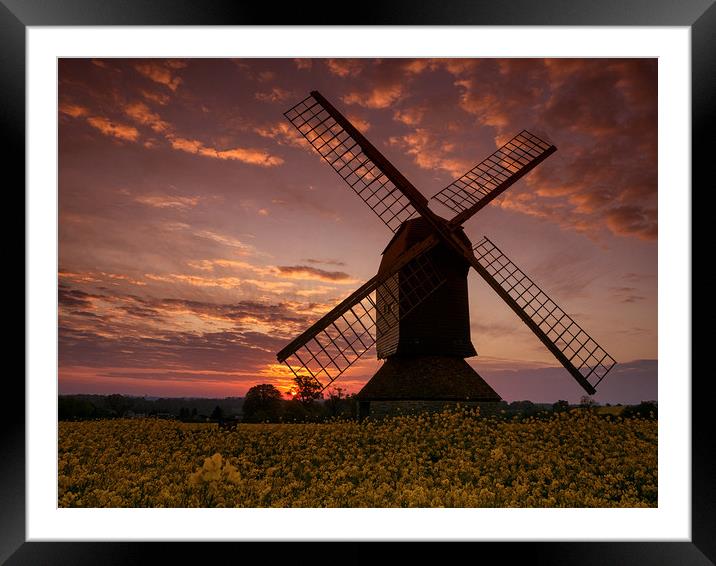 Stevington Windmill at Sunrise Framed Mounted Print by Donnie Canning