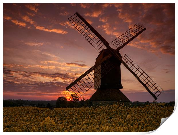 Stevington Windmill at Sunrise Print by Donnie Canning