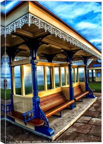 Whitby Bus Shelter Canvas Print by Antony Atkinson