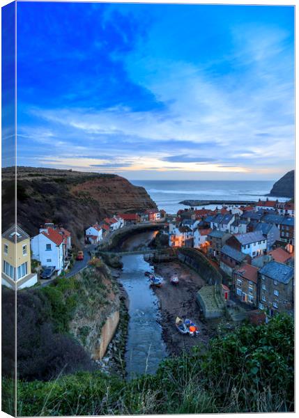 Staithes at Dawn Canvas Print by John Hall
