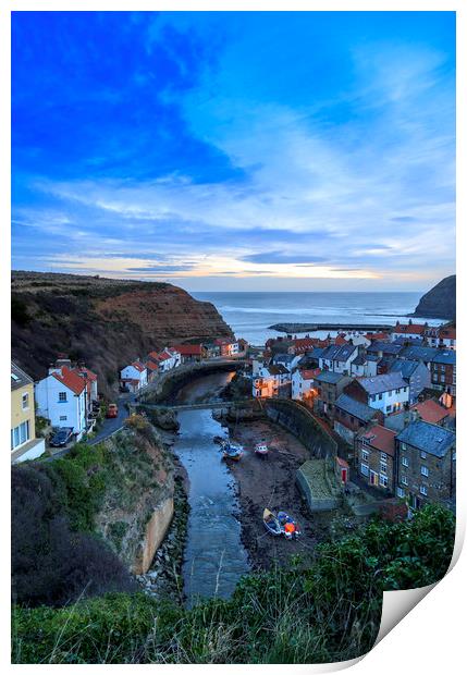 Staithes at Dawn Print by John Hall