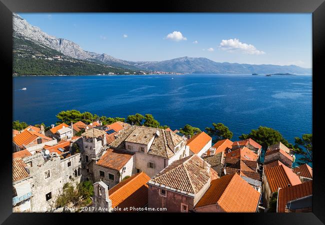 Looking out across the Peljesac channel Framed Print by Jason Wells