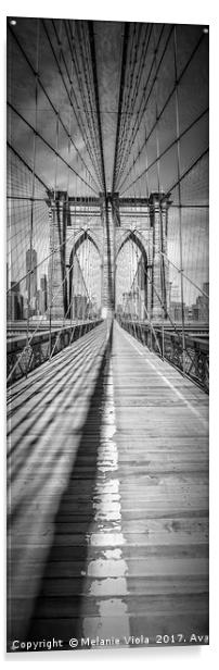 NEW YORK CITY Brooklyn Bridge | upright panorama Acrylic by Melanie Viola