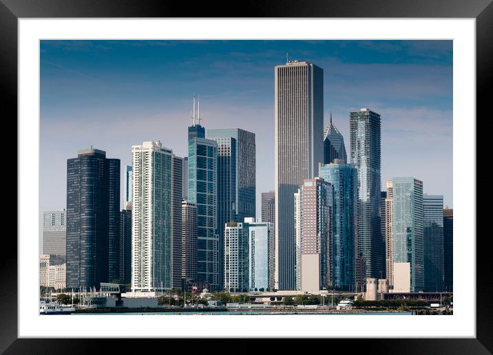 Chicago downtown skyline.  Framed Mounted Print by Chris Warham